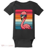 Cool Retro Flamingo In Sunglasses 70s 80s 90s Funny Flamingo Baby Bodysuit thumb 0