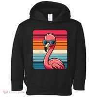 Cool Retro Flamingo In Sunglasses 70s 80s 90s Funny Flamingo Toddler Hoodie thumb 0