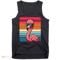 Cool Retro Flamingo In Sunglasses 70s 80s 90s Funny Flamingo Tank Top thumb 0