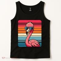 Cool Retro Flamingo In Sunglasses 70s 80s 90s Funny Flamingo Tank Top thumb 2