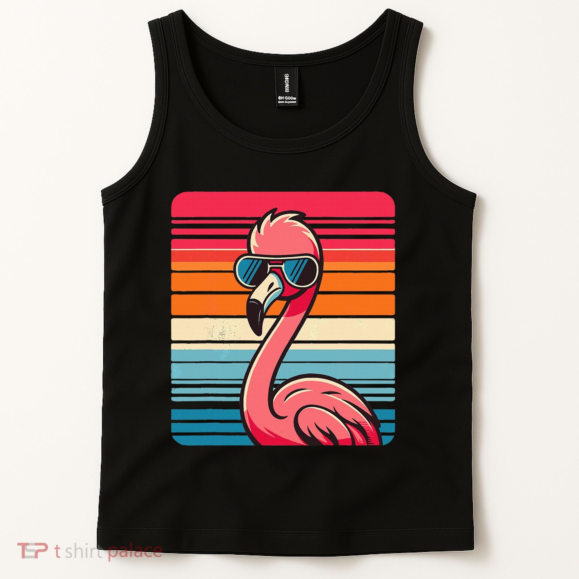 Cool Retro Flamingo In Sunglasses 70s 80s 90s Funny Flamingo Tank Top