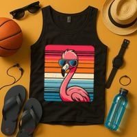 Cool Retro Flamingo In Sunglasses 70s 80s 90s Funny Flamingo Tank Top thumb 4