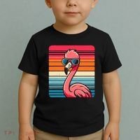 Cool Retro Flamingo In Sunglasses 70s 80s 90s Funny Flamingo Toddler T-Shirt thumb 2