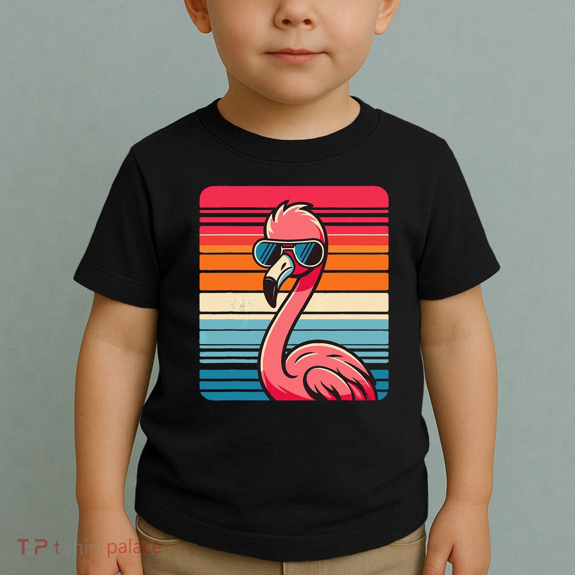 Cool Retro Flamingo In Sunglasses 70s 80s 90s Funny Flamingo Toddler T-Shirt