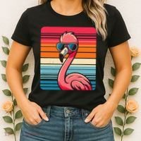 Cool Retro Flamingo In Sunglasses 70s 80s 90s Funny Flamingo Women's T-Shirt thumb 2