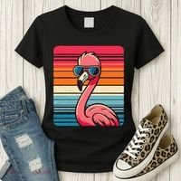 Cool Retro Flamingo In Sunglasses 70s 80s 90s Funny Flamingo Women's T-Shirt thumb 3