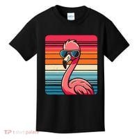 Cool Retro Flamingo In Sunglasses 70s 80s 90s Funny Flamingo Kids T-Shirt thumb 0