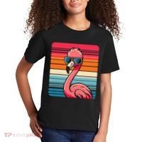 Cool Retro Flamingo In Sunglasses 70s 80s 90s Funny Flamingo Kids T-Shirt thumb 2