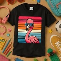 Cool Retro Flamingo In Sunglasses 70s 80s 90s Funny Flamingo Kids T-Shirt thumb 3