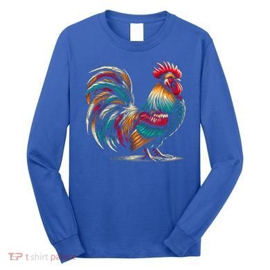 Colorful Rooster Funny Gift Long Sleeve Shirt