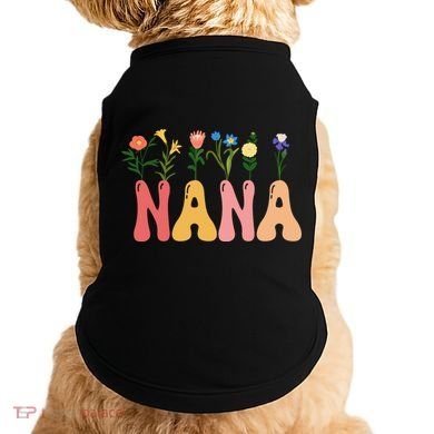 Cute Retro Floral Nana Doggie Tank