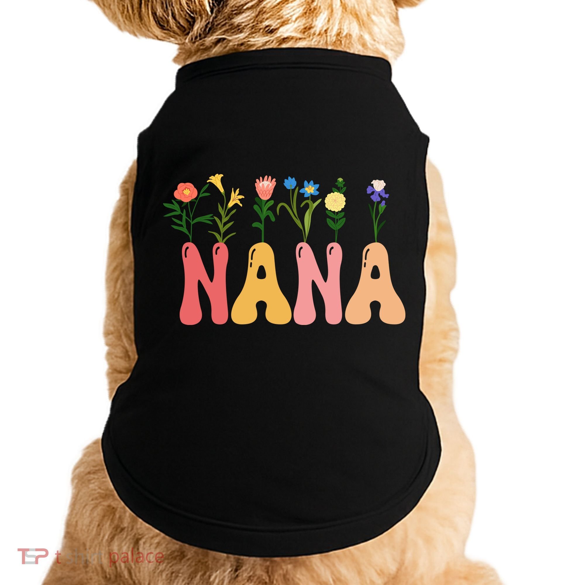 Cute Retro Floral Nana Doggie Tank