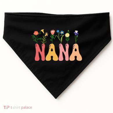 Cute Retro Floral Nana USA-Made Doggie Bandana