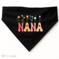 Cute Retro Floral Nana USA-Made Doggie Bandana thumb 0