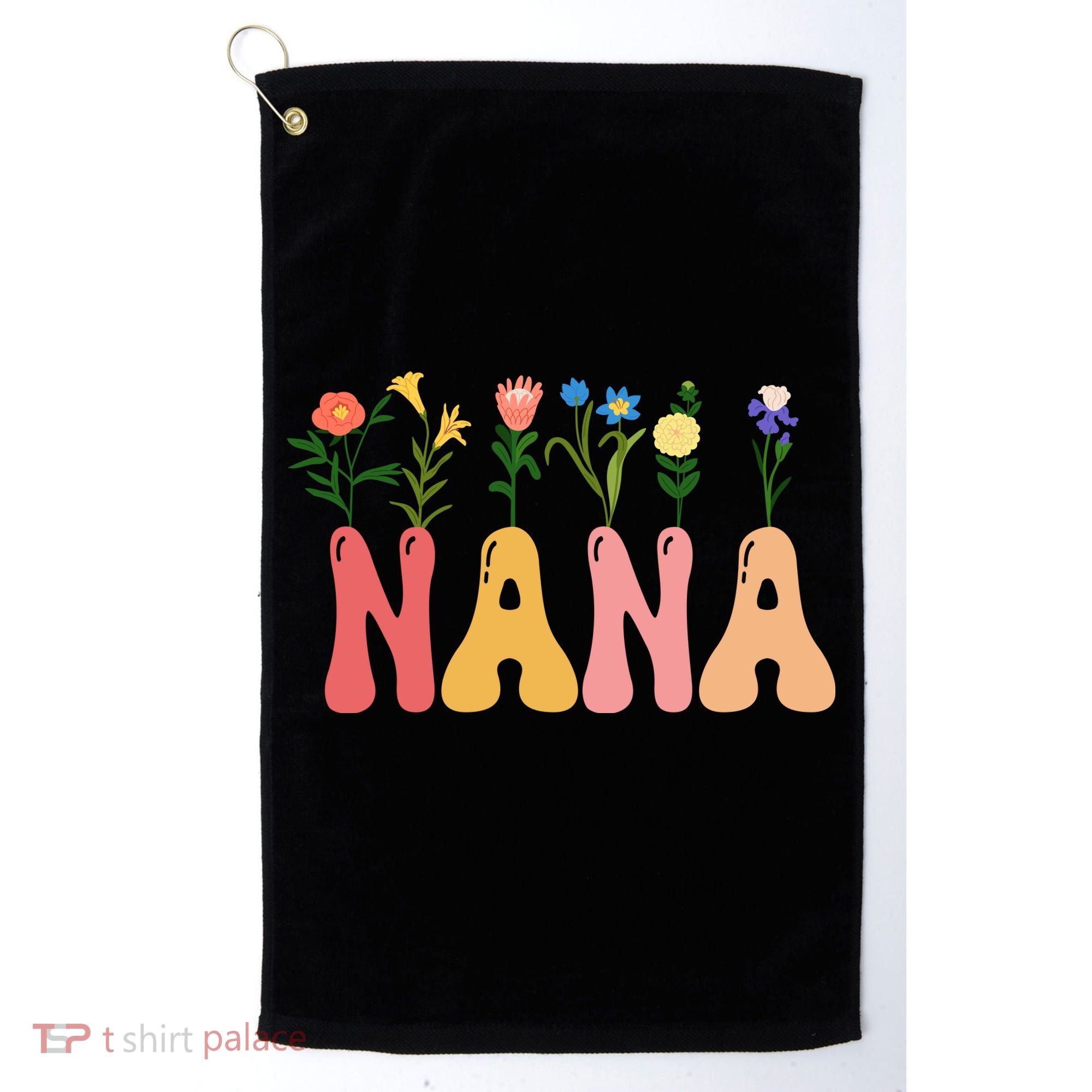 Cute Retro Floral Nana Golf Towel