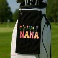 Cute Retro Floral Nana Golf Towel thumb 2