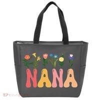 Cute Retro Floral Nana Tote Bag thumb 0