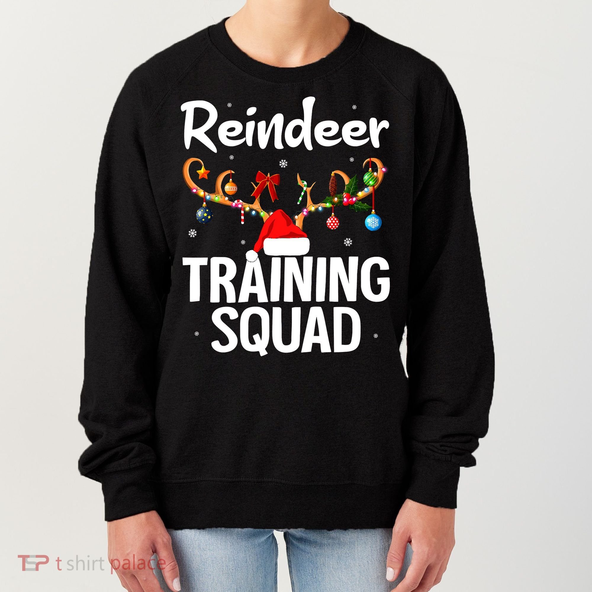 Christmas Running Funny Reindeer Training Squad Team Family Women's Sweatshirt