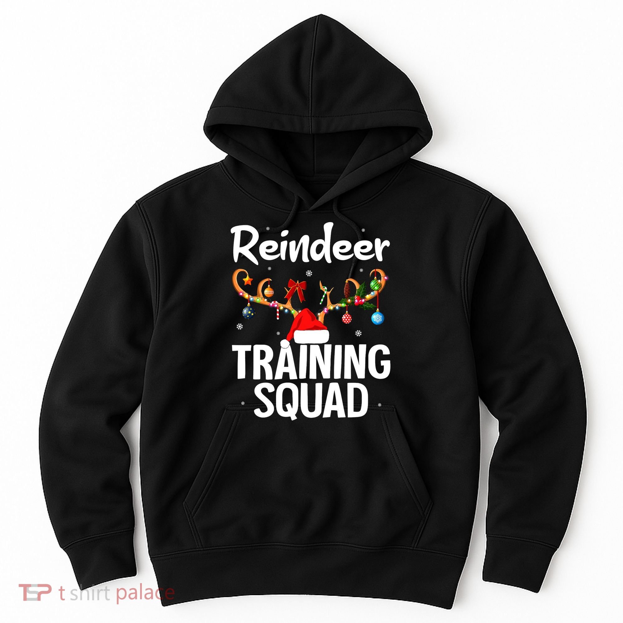 Christmas Running Funny Reindeer Training Squad Team Family Hoodie
