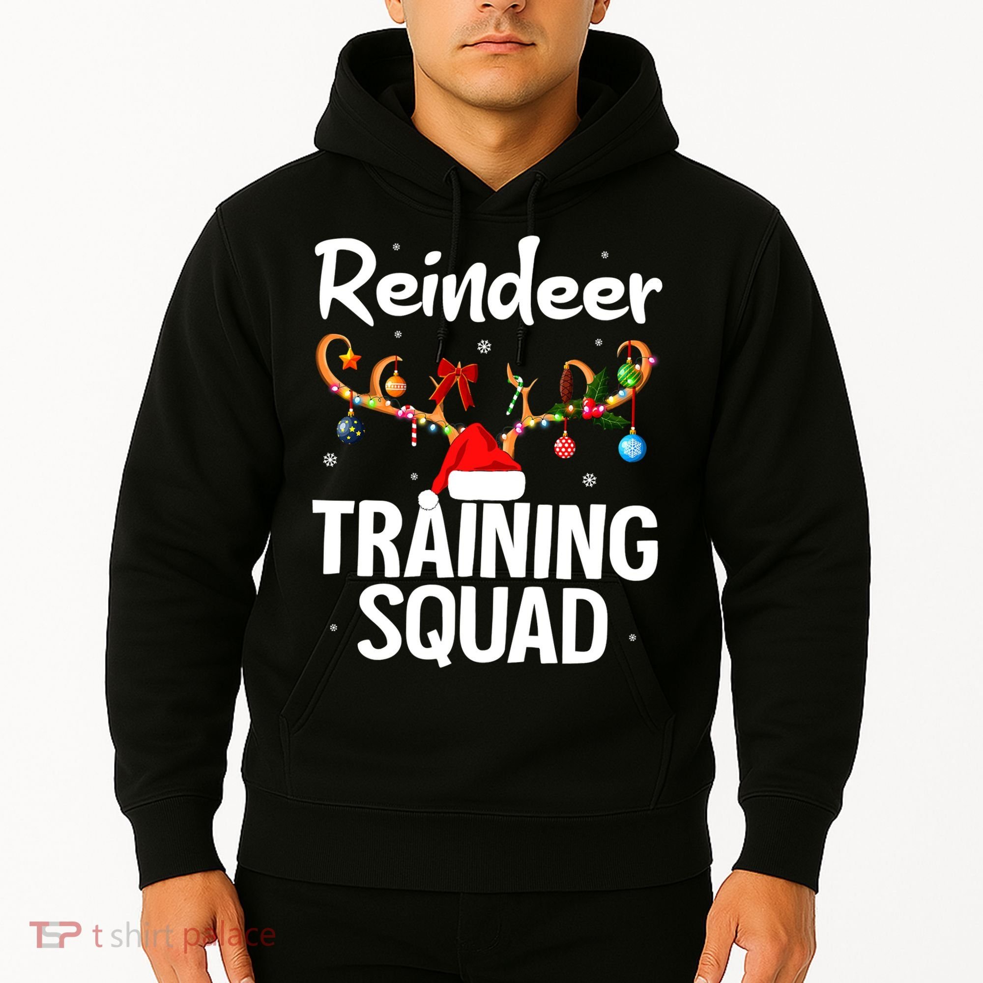 Christmas Running Funny Reindeer Training Squad Team Family Hoodie