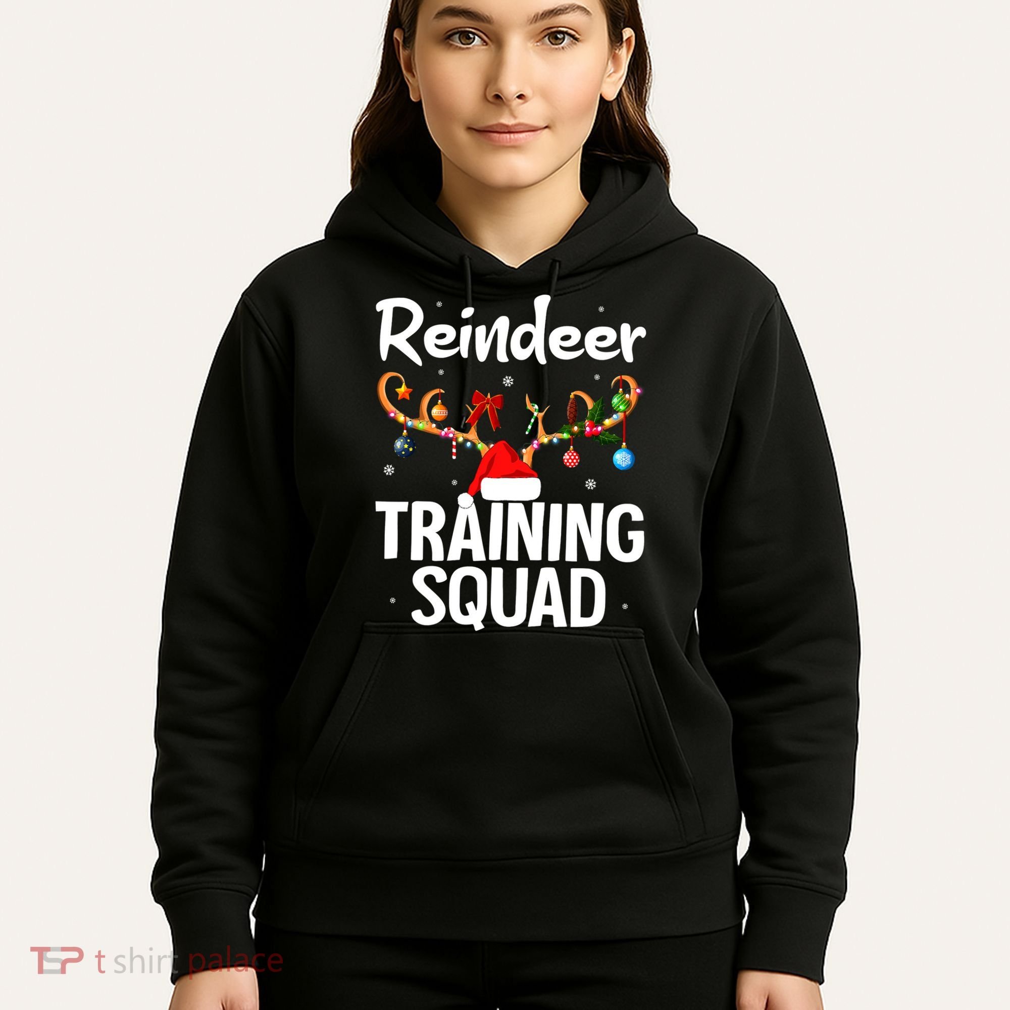 Christmas Running Funny Reindeer Training Squad Team Family Hoodie