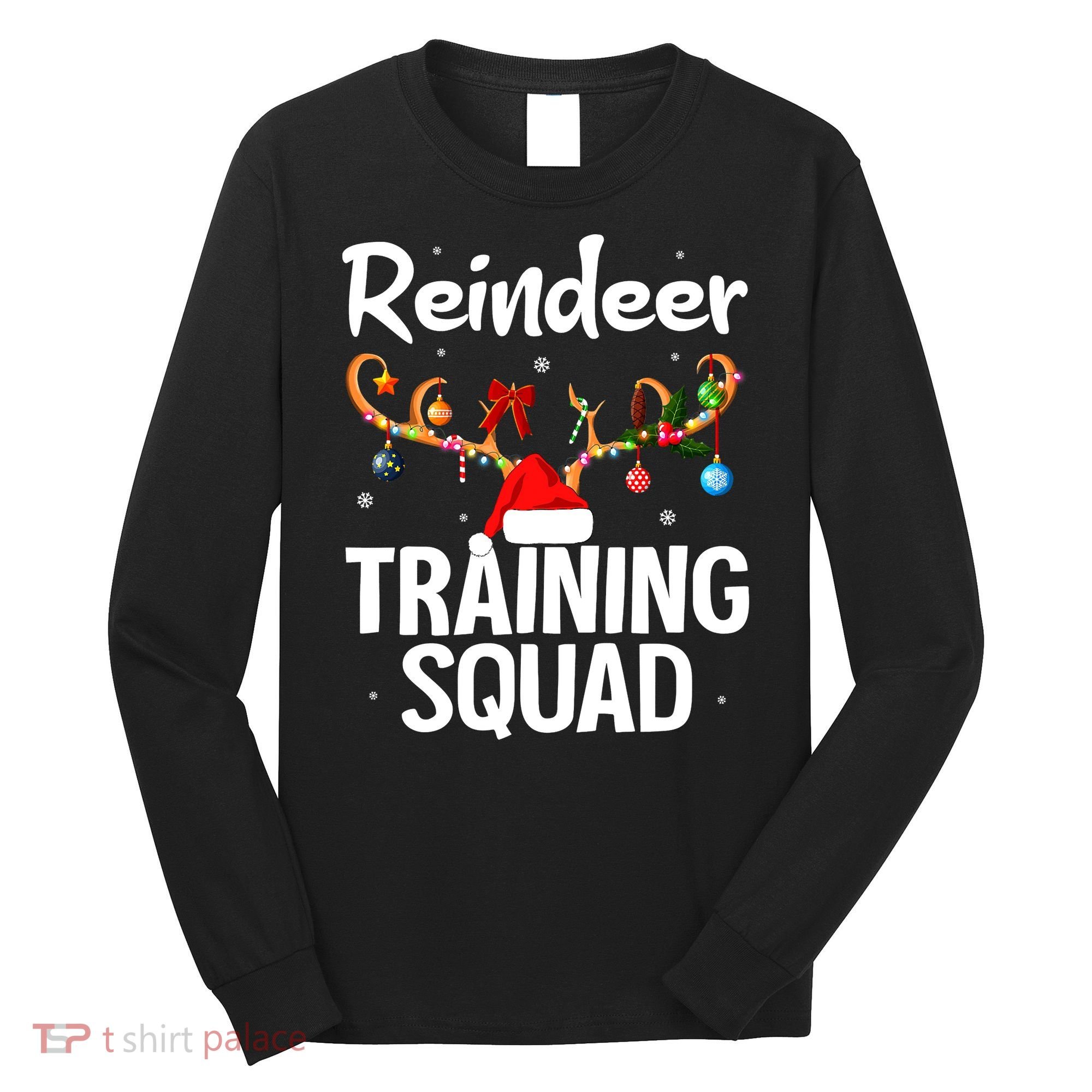 Christmas Running Funny Reindeer Training Squad Team Family Long Sleeve Shirt