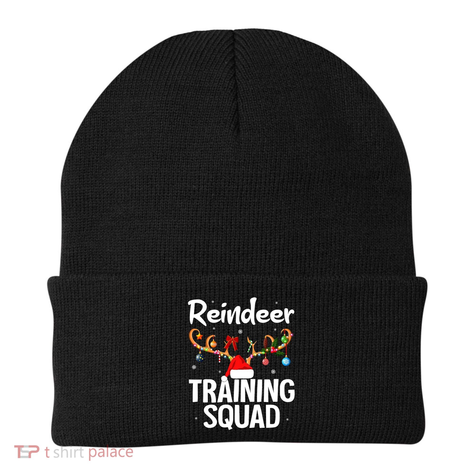 Christmas Running Funny Reindeer Training Squad Team Family Beanie