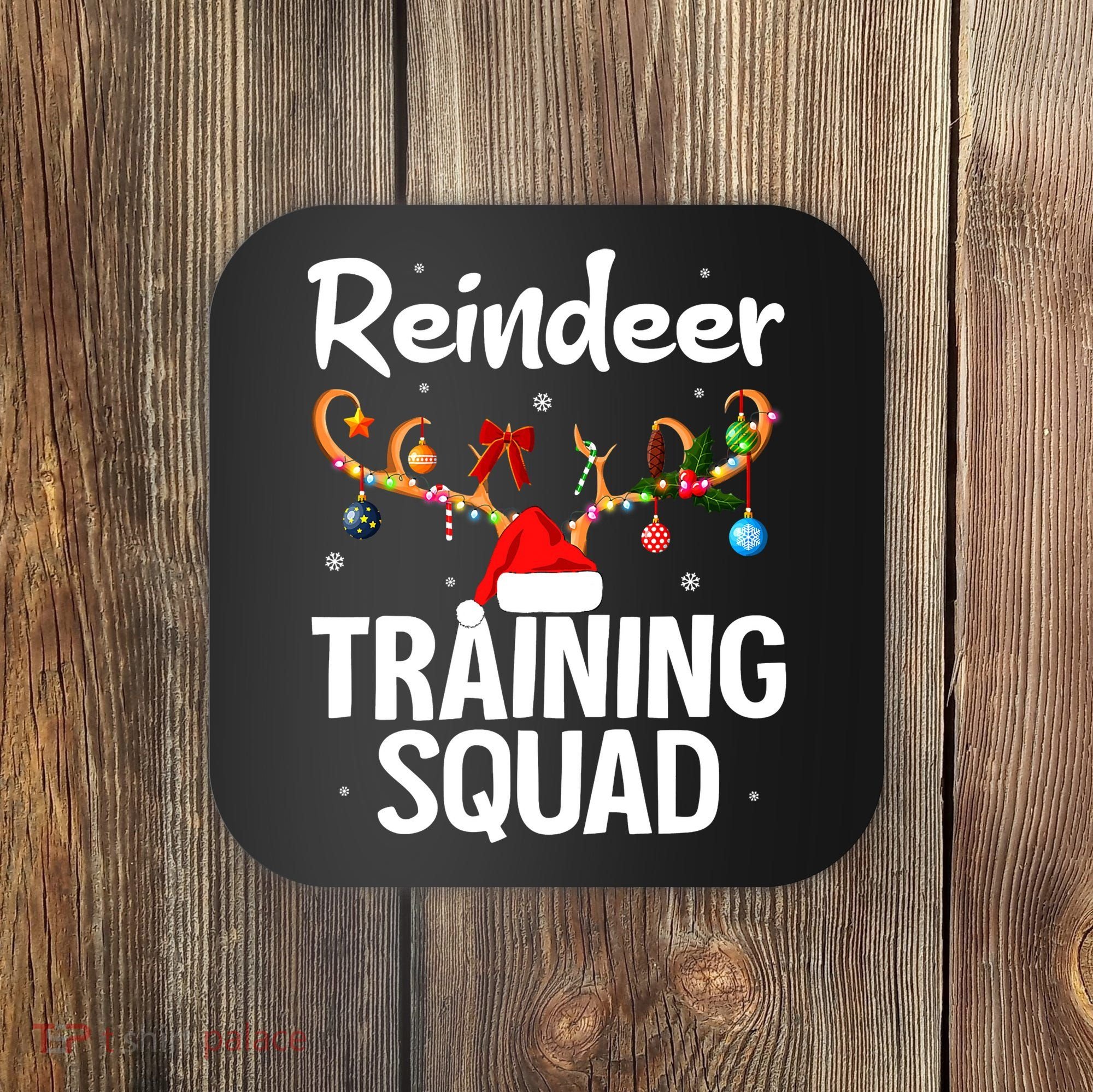 Christmas Running Funny Reindeer Training Squad Team Family Coaster