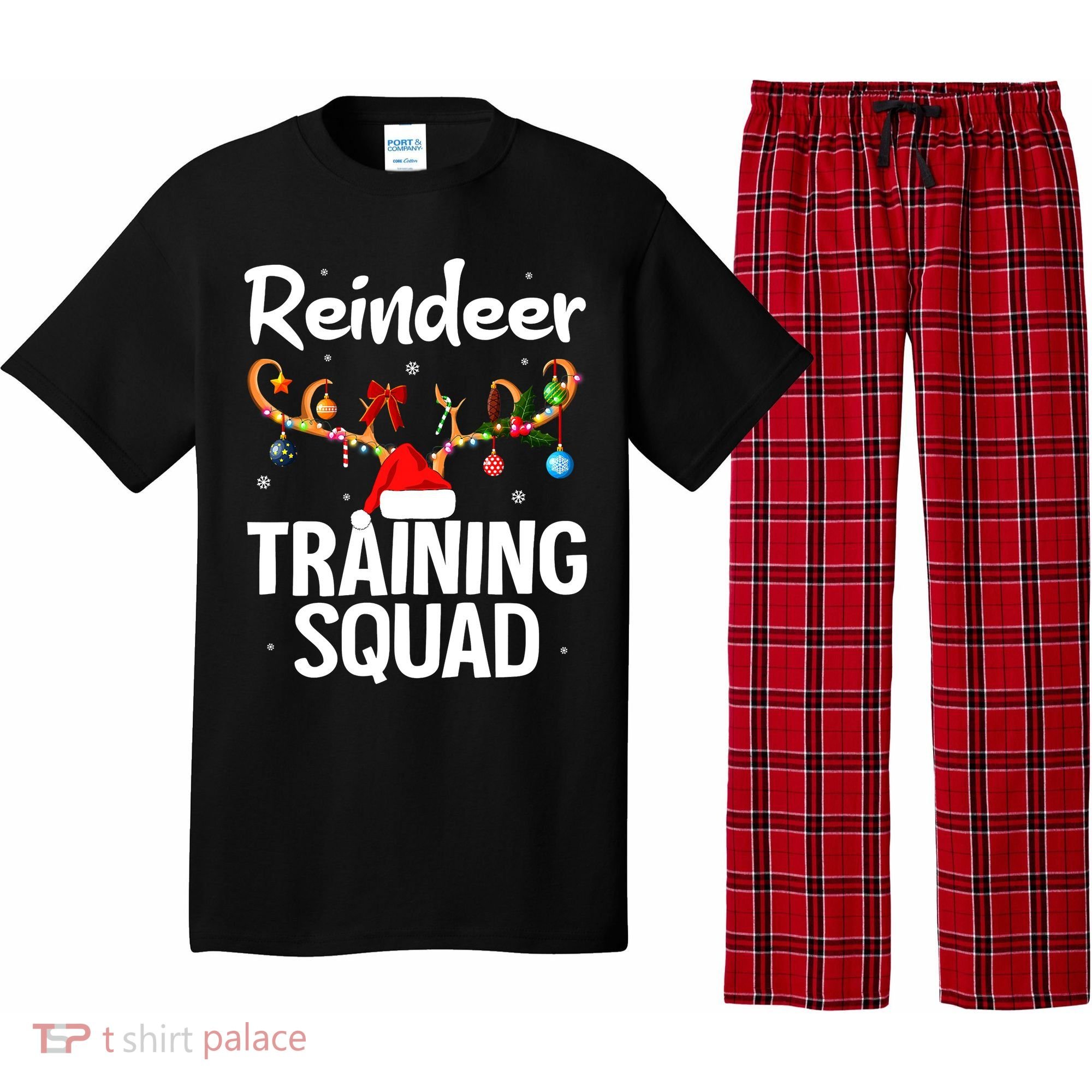 Christmas Running Funny Reindeer Training Squad Team Family Pajama Set