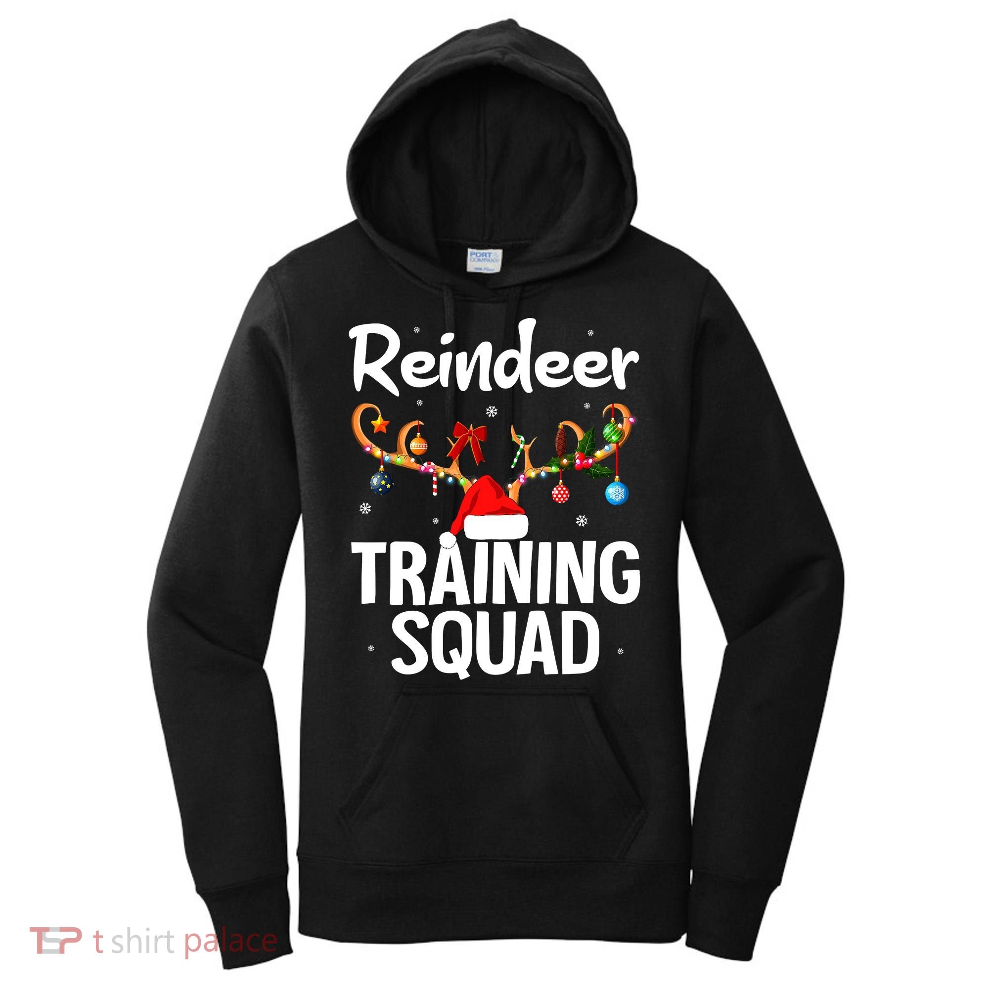 Christmas Running Funny Reindeer Training Squad Team Family Women's Hoodie