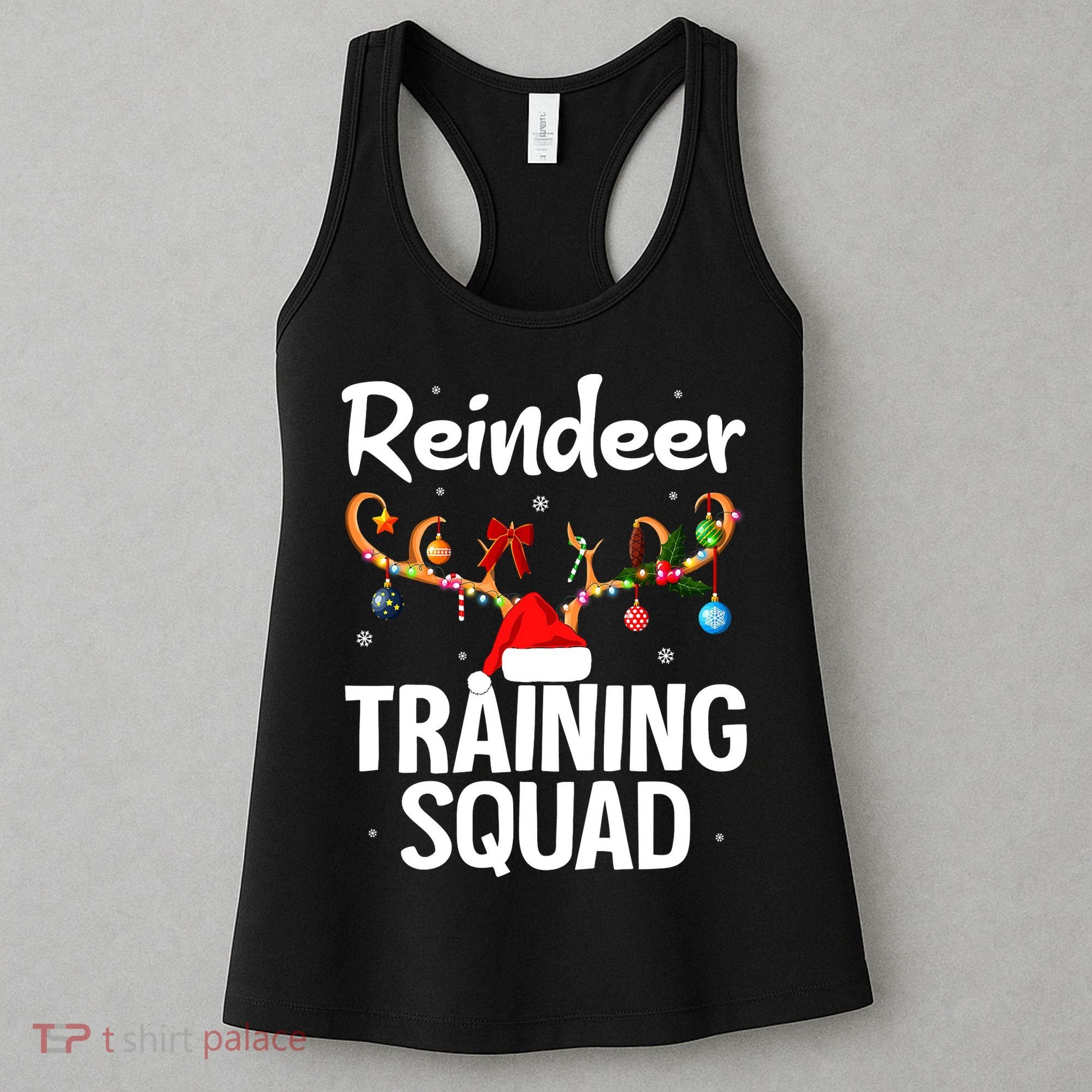 Christmas Running Funny Reindeer Training Squad Team Family Women's Tank Top