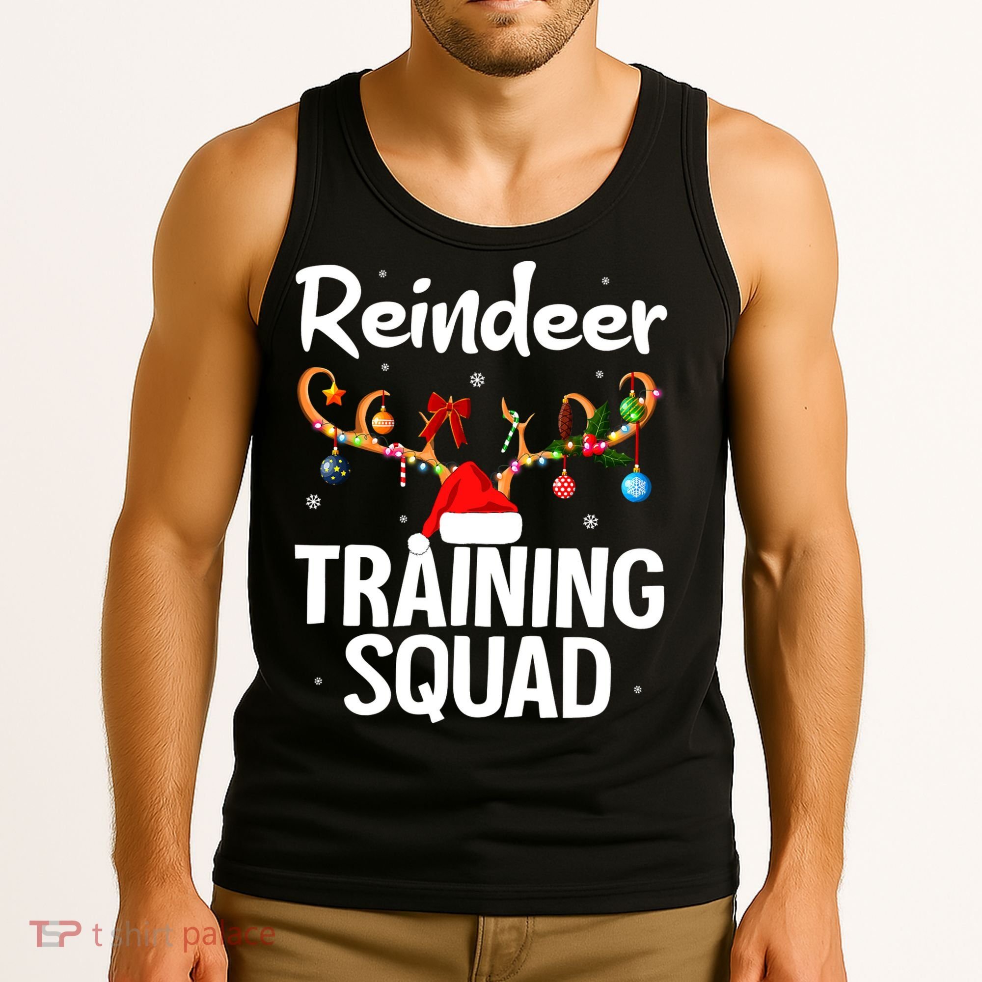 Christmas Running Funny Reindeer Training Squad Team Family Tank Top