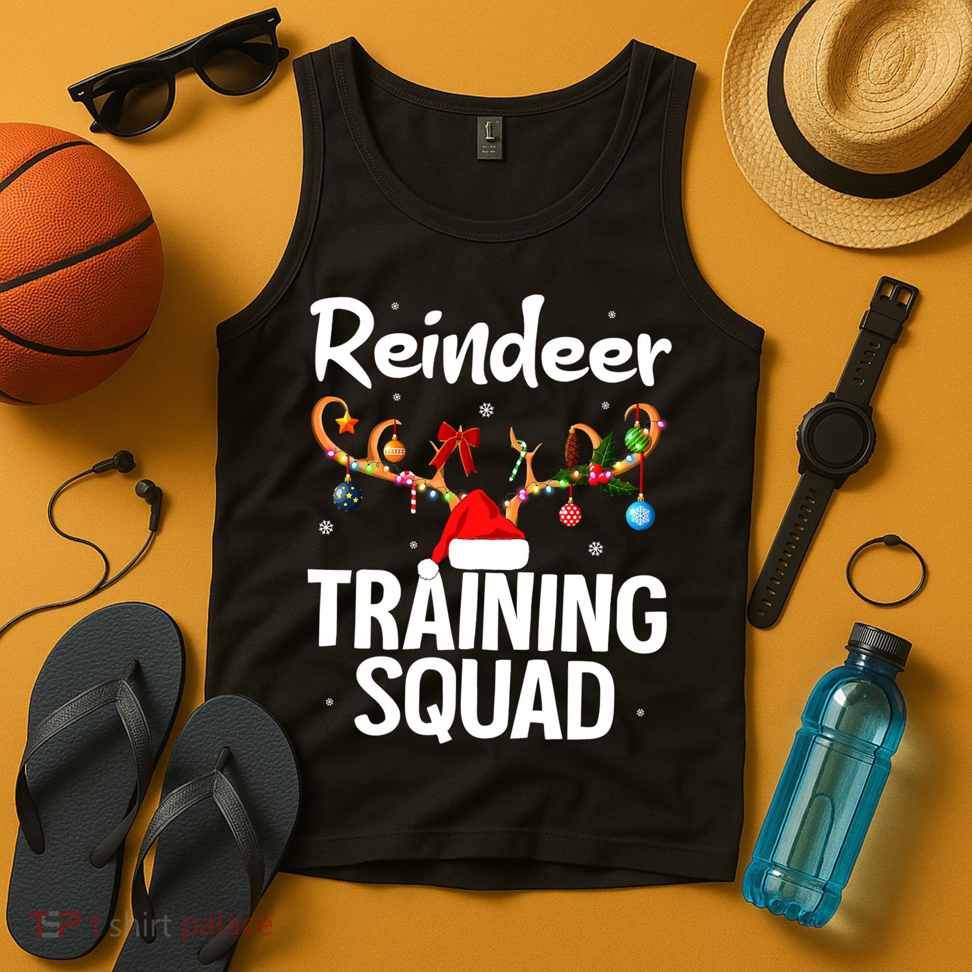 Christmas Running Funny Reindeer Training Squad Team Family Tank Top