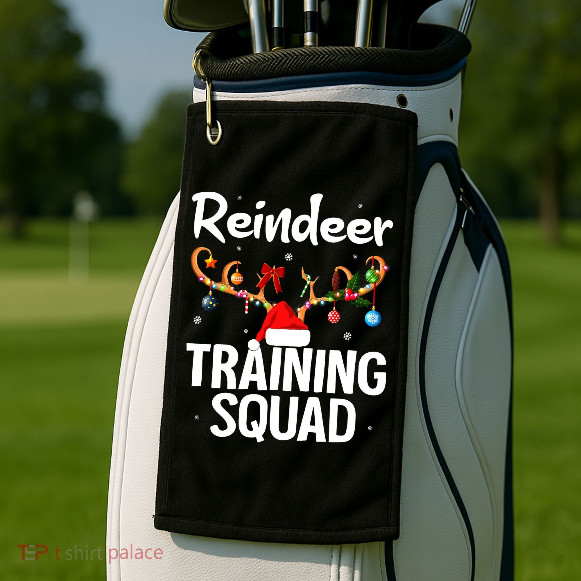 Christmas Running Funny Reindeer Training Squad Team Family Golf Towel