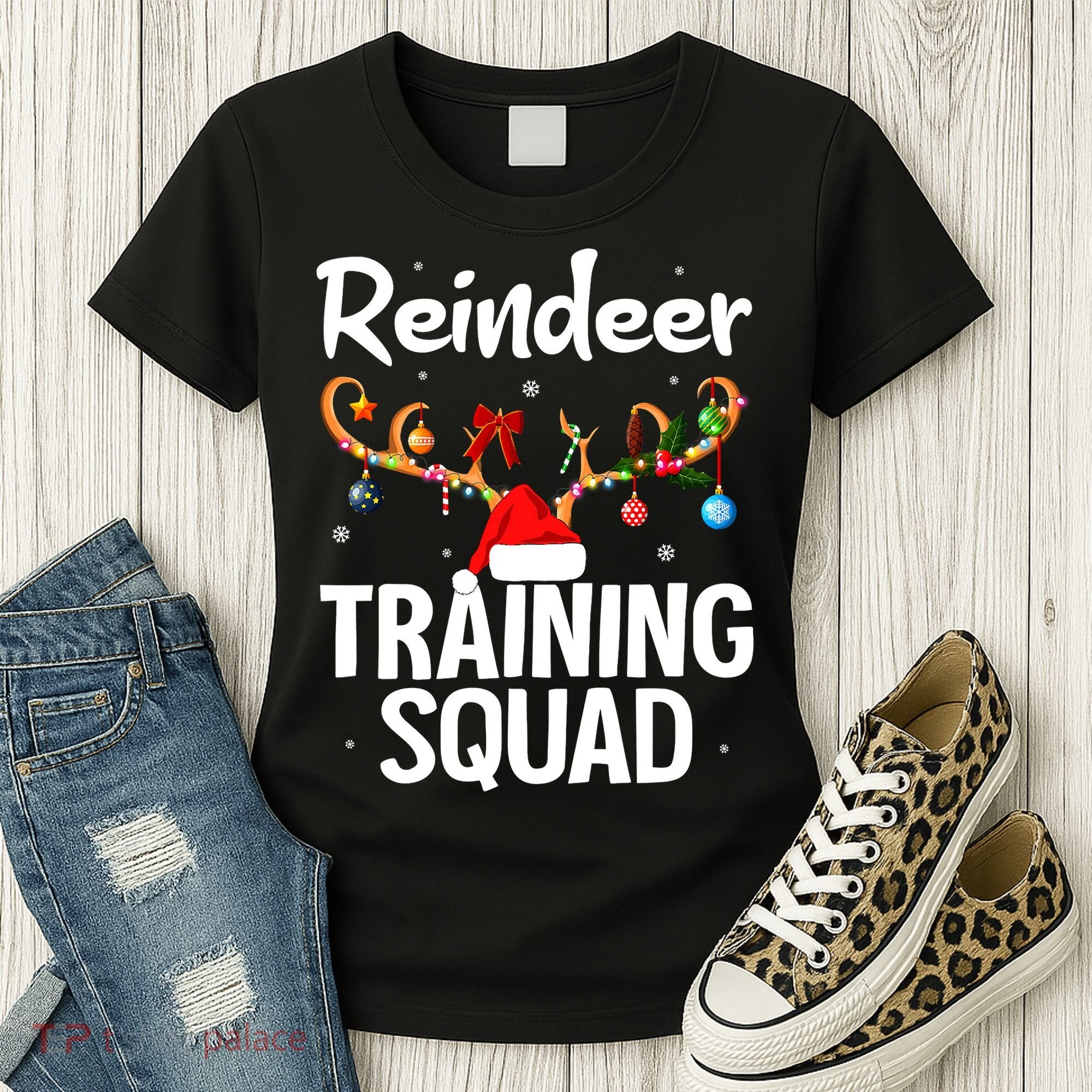 Christmas Running Funny Reindeer Training Squad Team Family Women's T-Shirt
