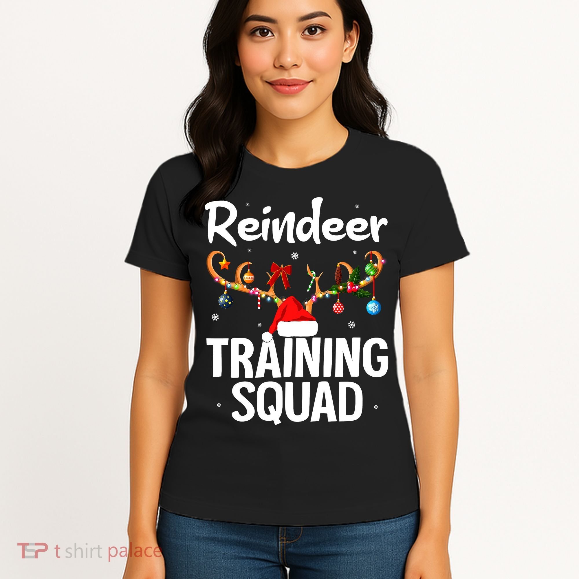 Christmas Running Funny Reindeer Training Squad Team Family Women's T-Shirt