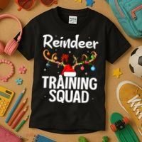 Christmas Running Funny Reindeer Training Squad Team Family Kids T-Shirt thumb 3