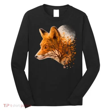 Cool Red Fox Tree Long Sleeve Shirt