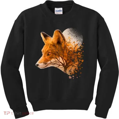 Cool Red Fox Tree Kids Sweatshirt