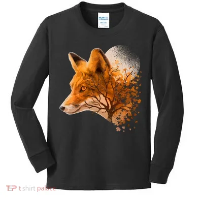 Cool Red Fox Tree Kids Long Sleeve Shirt