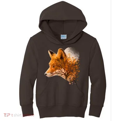 Cool Red Fox Tree Kids Hoodie