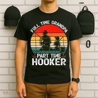 Cute Retro Full Time Grandpa Part Time Hooker Fathers Day Fishing T-Shirt thumb 6