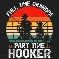 Cute Retro Full Time Grandpa Part Time Hooker Fathers Day Fishing Beanie thumb 2
