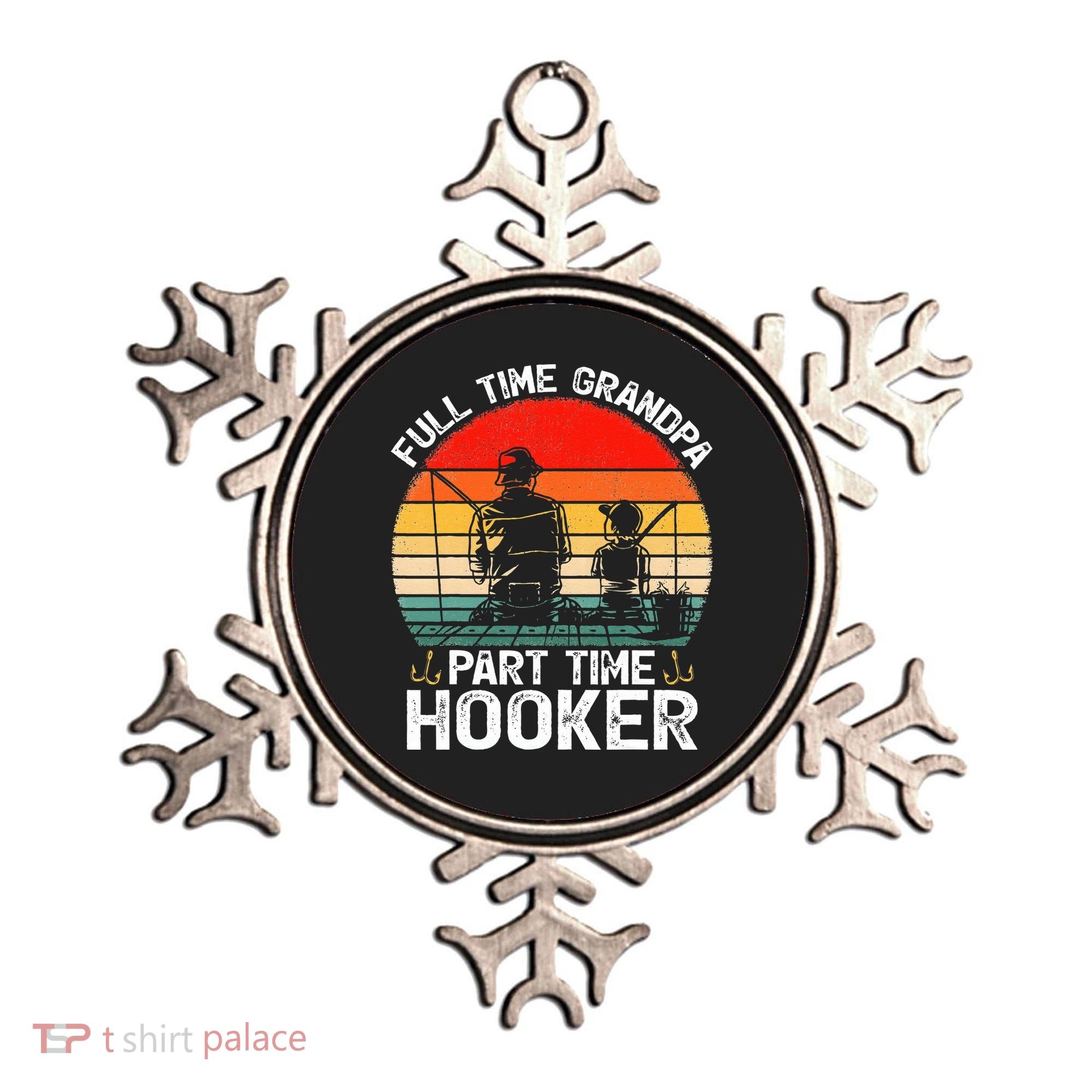 Cute Retro Full Time Grandpa Part Time Hooker Fathers Day Fishing Ornament