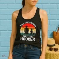 Cute Retro Full Time Grandpa Part Time Hooker Fathers Day Fishing Women's Tank Top thumb 2