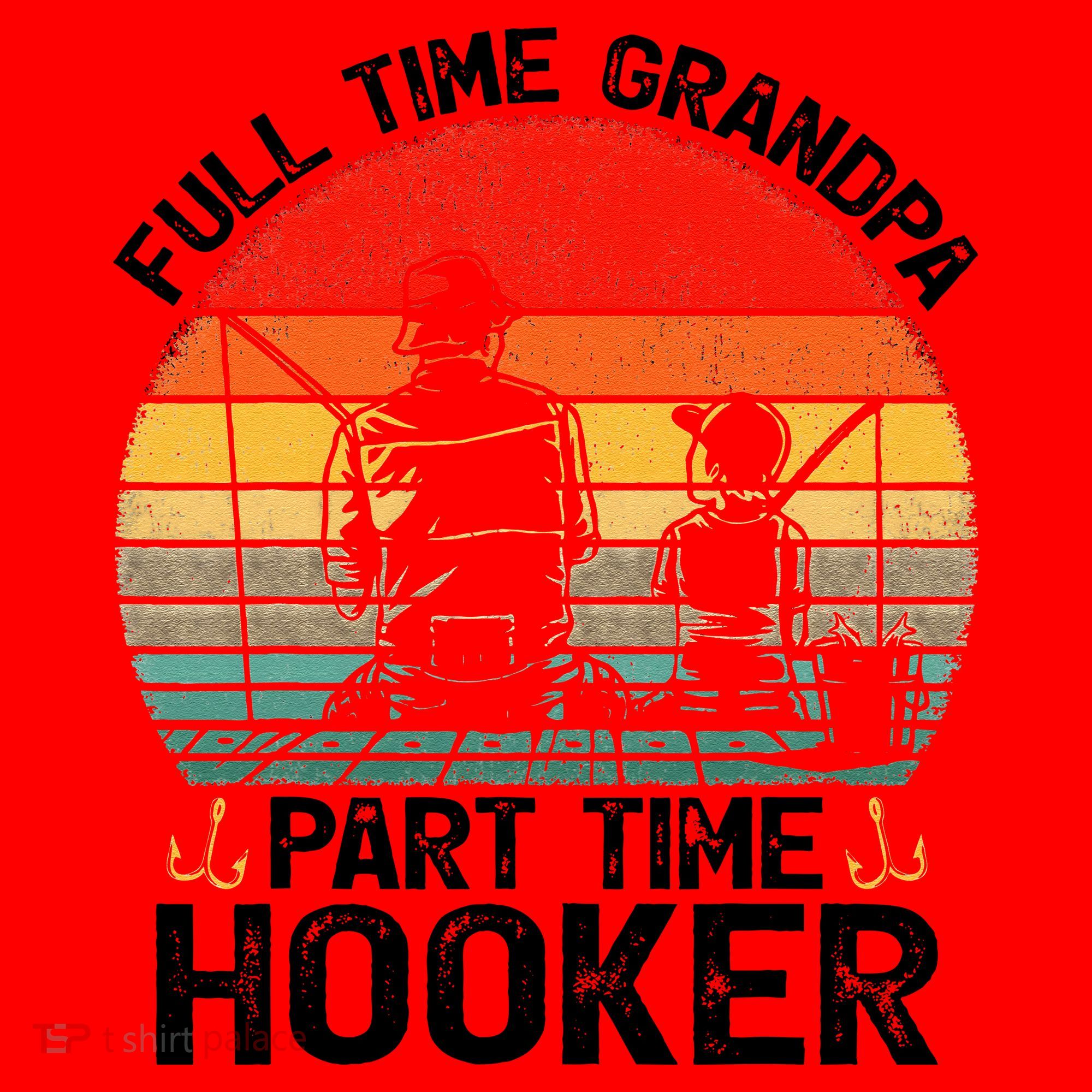 Cute Retro Full Time Grandpa Part Time Hooker Fathers Day Fishing Santa Hat