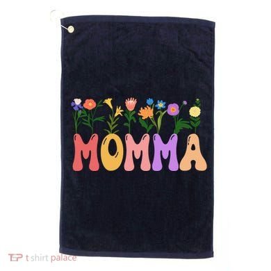 Cute Retro Floral Momma Golf Towel