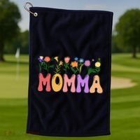 Cute Retro Floral Momma Golf Towel thumb 1