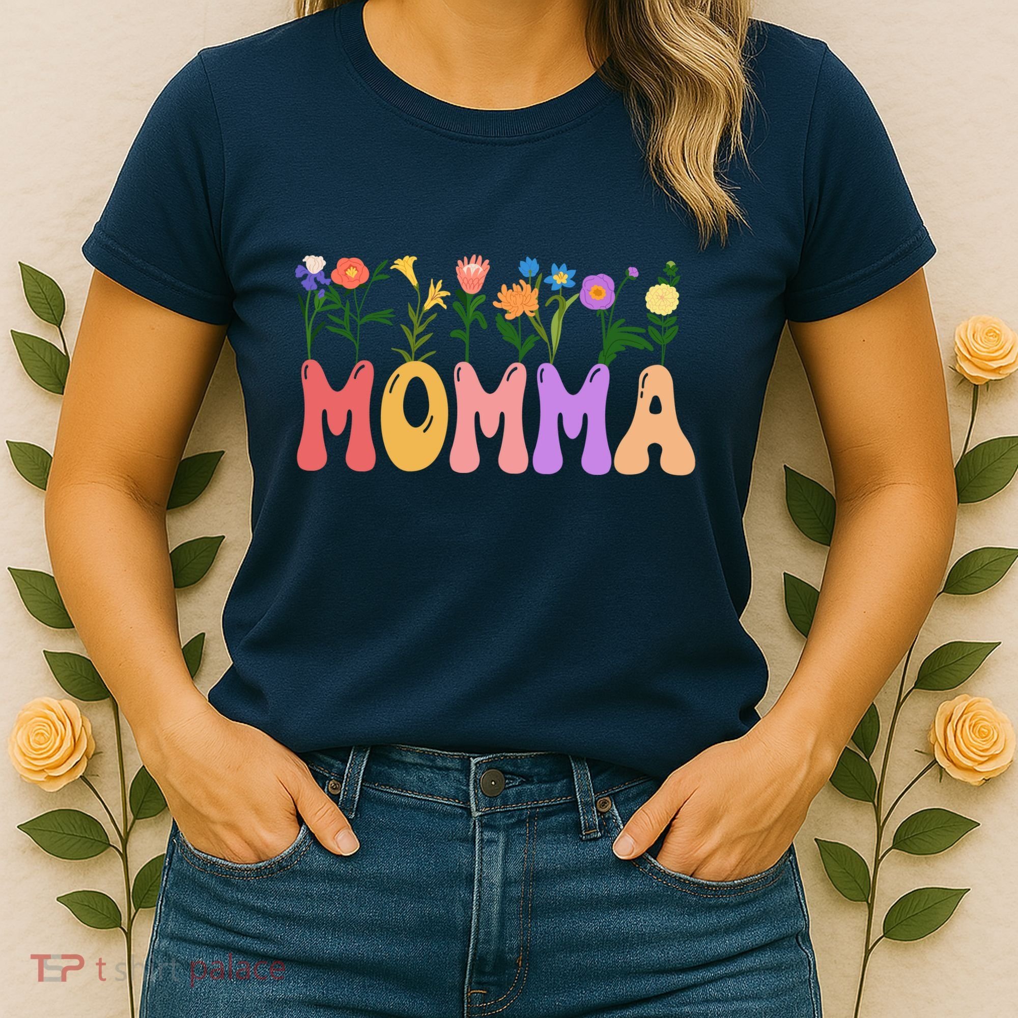 Cute Retro Floral Momma Women's T-Shirt