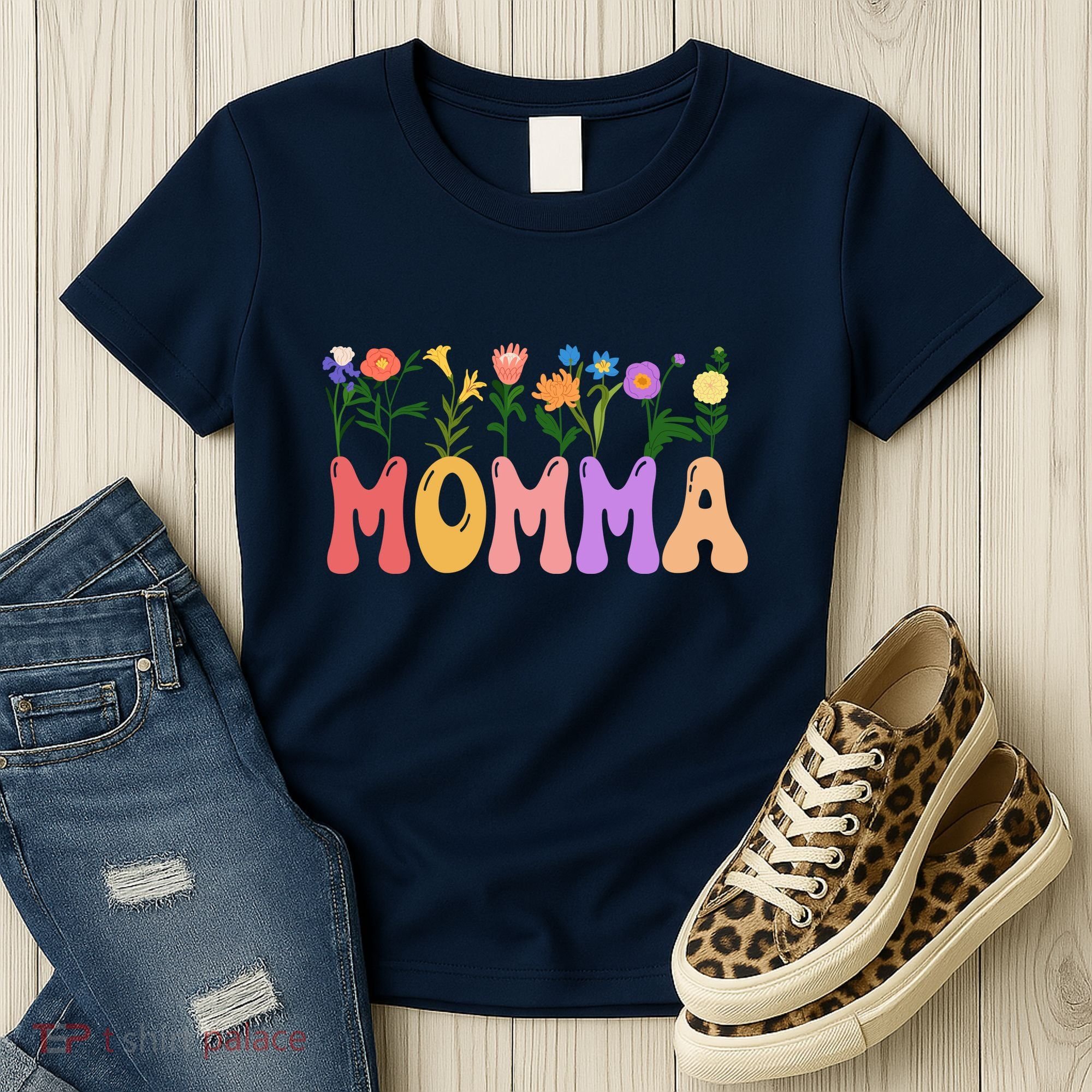Cute Retro Floral Momma Women's T-Shirt